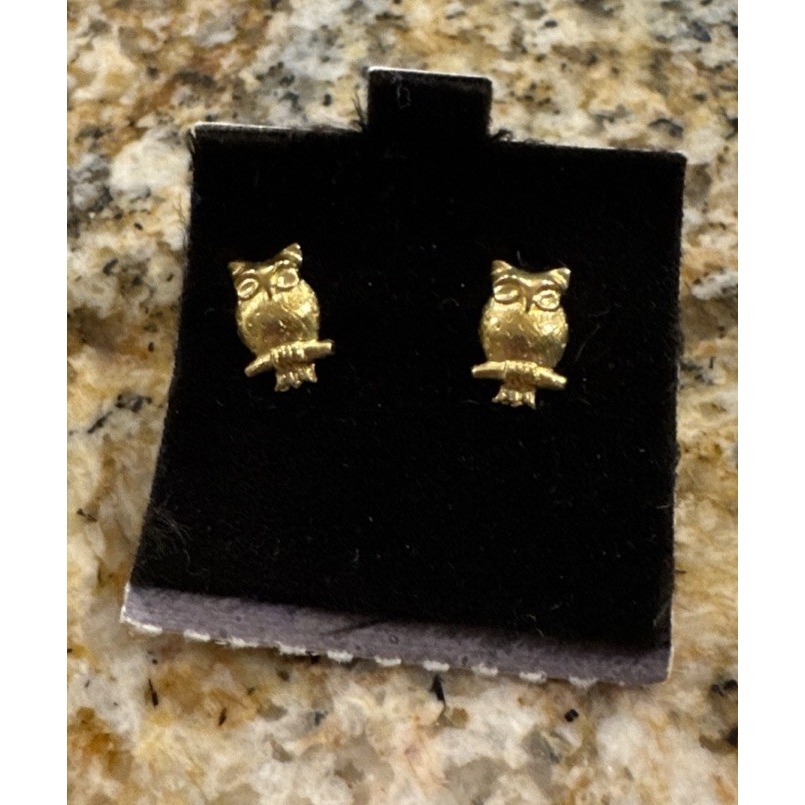 Owl Stud Earrings Vintage 12kt Gold Filled Wells Never Worn